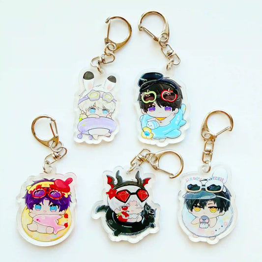 Love and Deepspace Keychain (Chibi Acrylic – Sylus, Caleb, Xavier, Zayne, Rafayel)