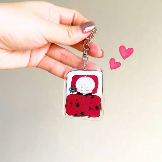 Love and Deepspace Keychain (Sleeping Chibi Acrylic – Sylus, Caleb, Xavier, Zayne, Rafayel)