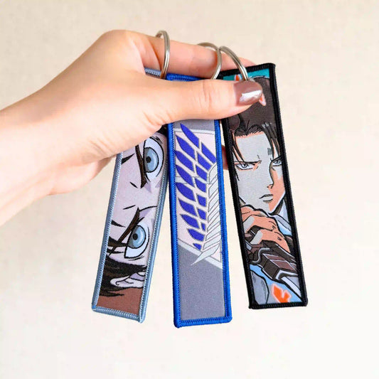 Attack on Titan Keychain (AOT Embroidered Double-Sided Anime Key Tag)