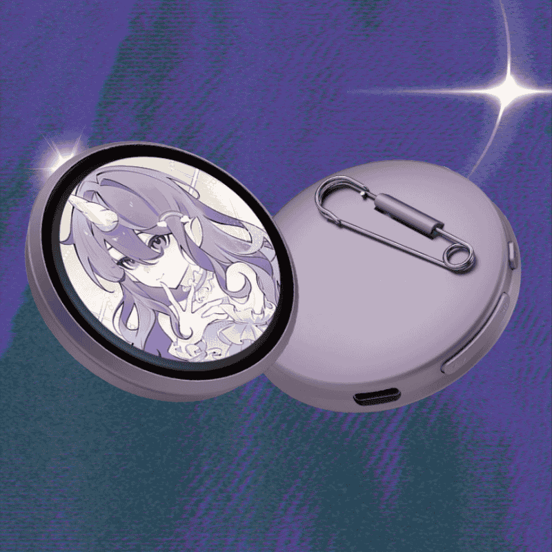 digital badge pin electronic pin badge front and back view
