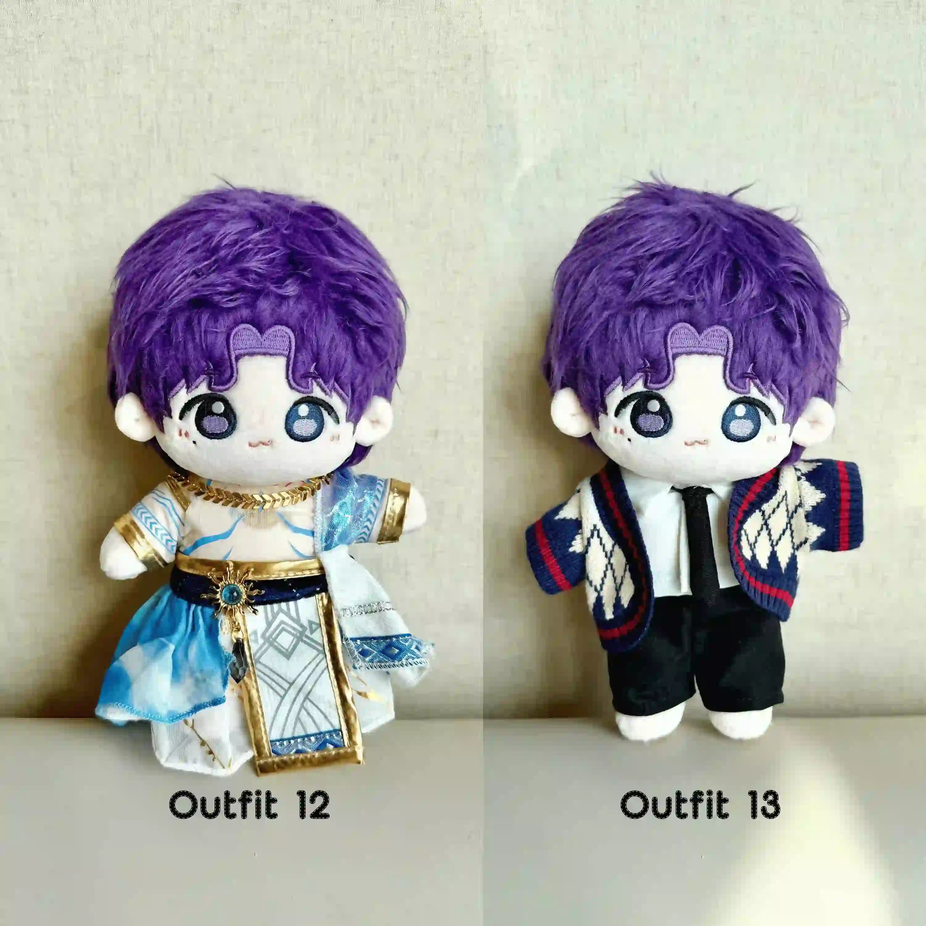 rafayel love and deepspace plush doll 20cm in sea god costume and cardigan outfit