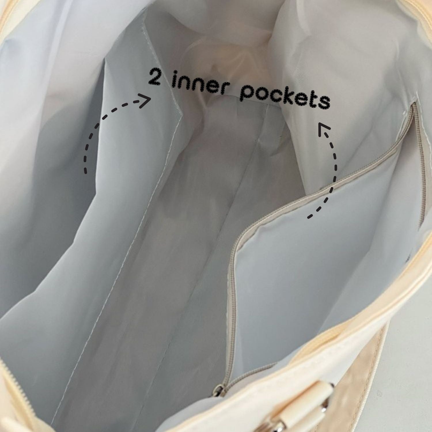 large lace ita bag image showing inner pockets