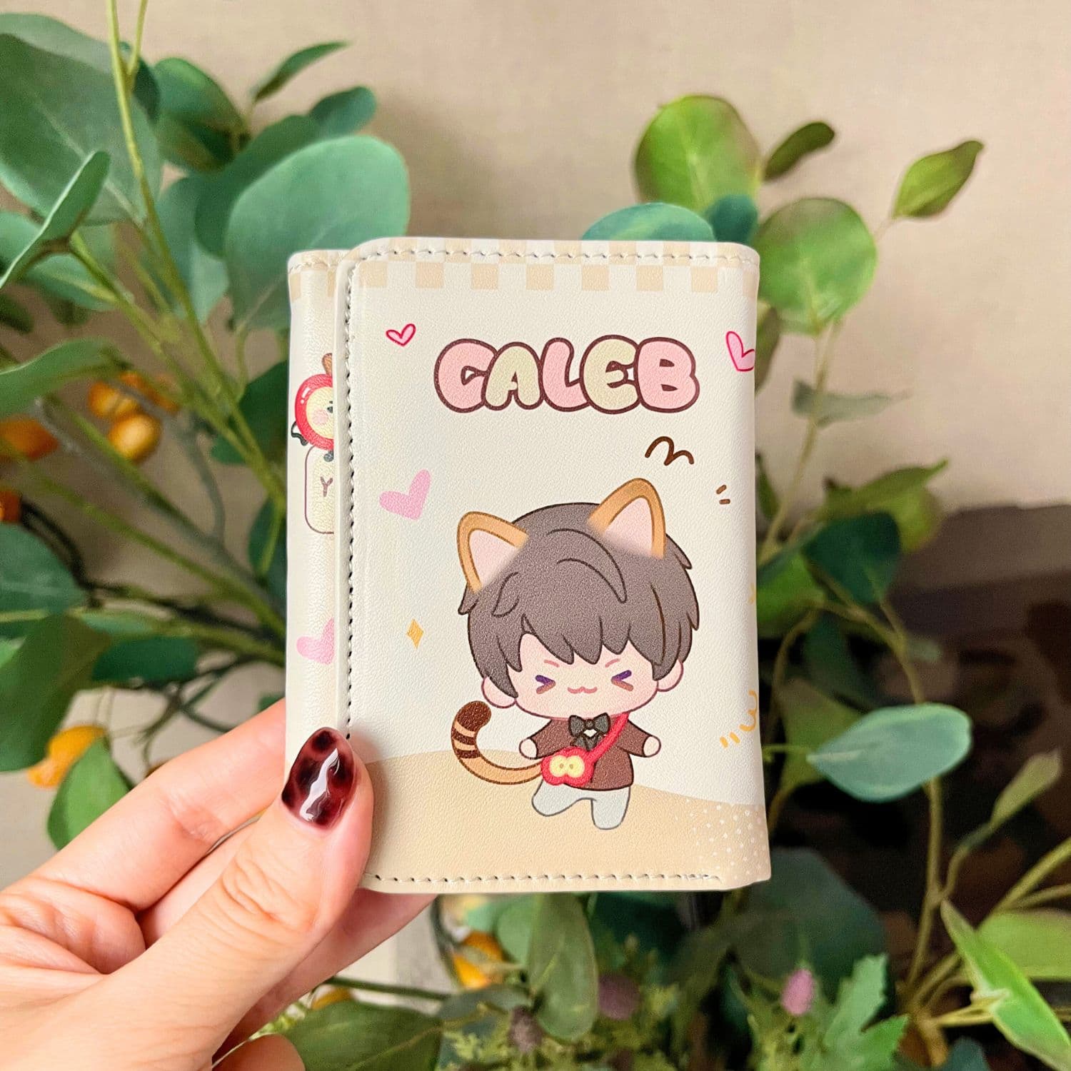 caleb love and deepspace merch folding wallet pu leather card holder