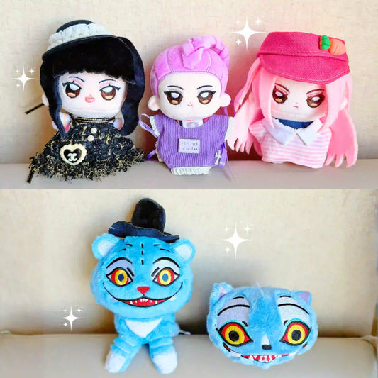 photo of kpop demon hunters plushies set with rumi, mira, zoey and derpy the tiger