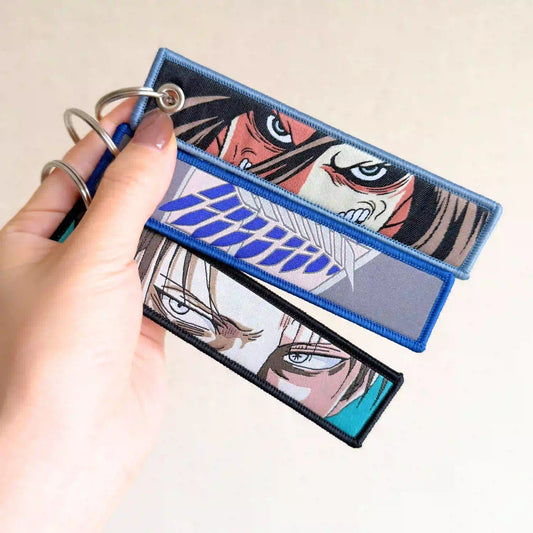 Attack on Titan Keychain (AOT Embroidered Double-Sided Anime Key Tag)