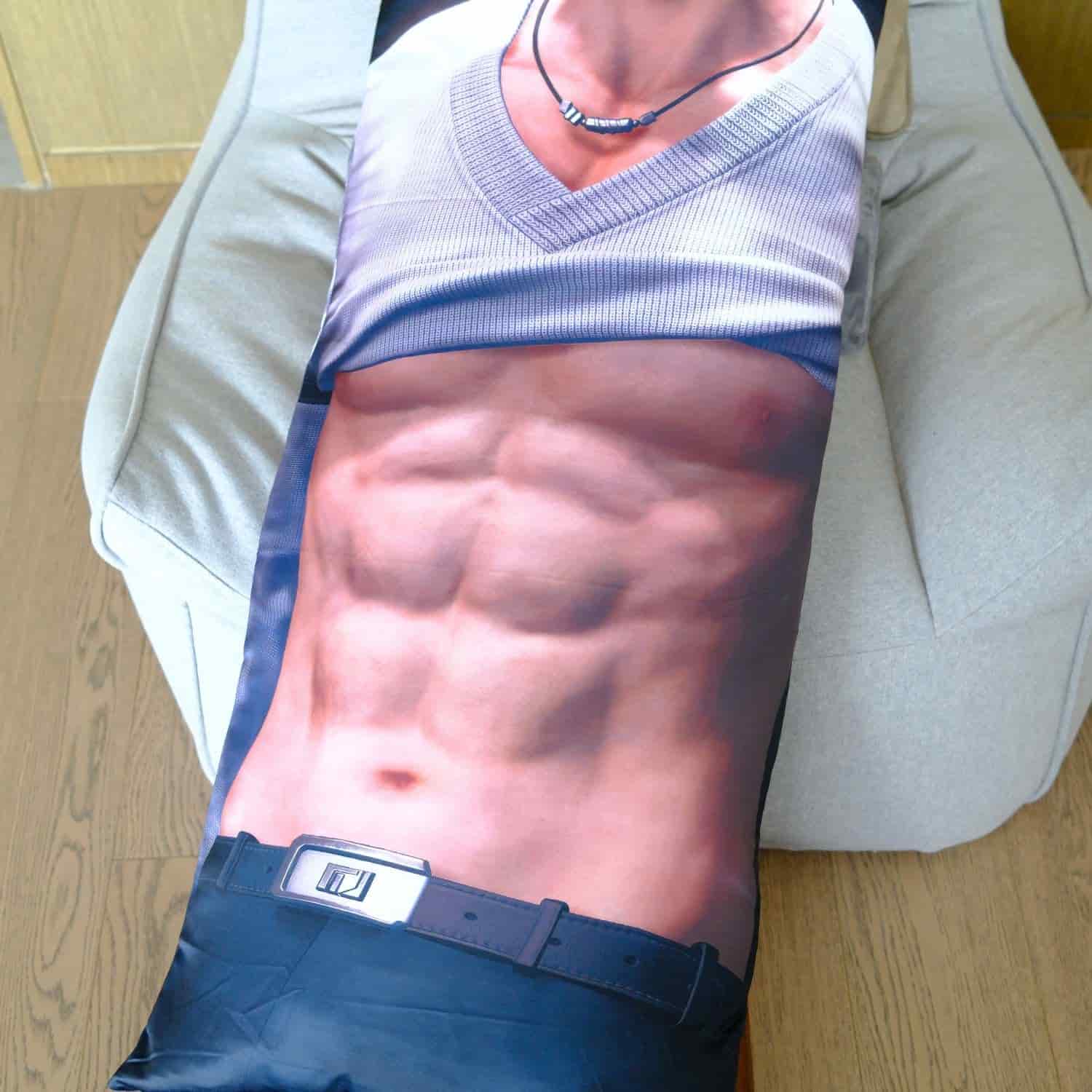 close-up detail of sylus love and deepspace body pillow cover showing fabric texture and print quality