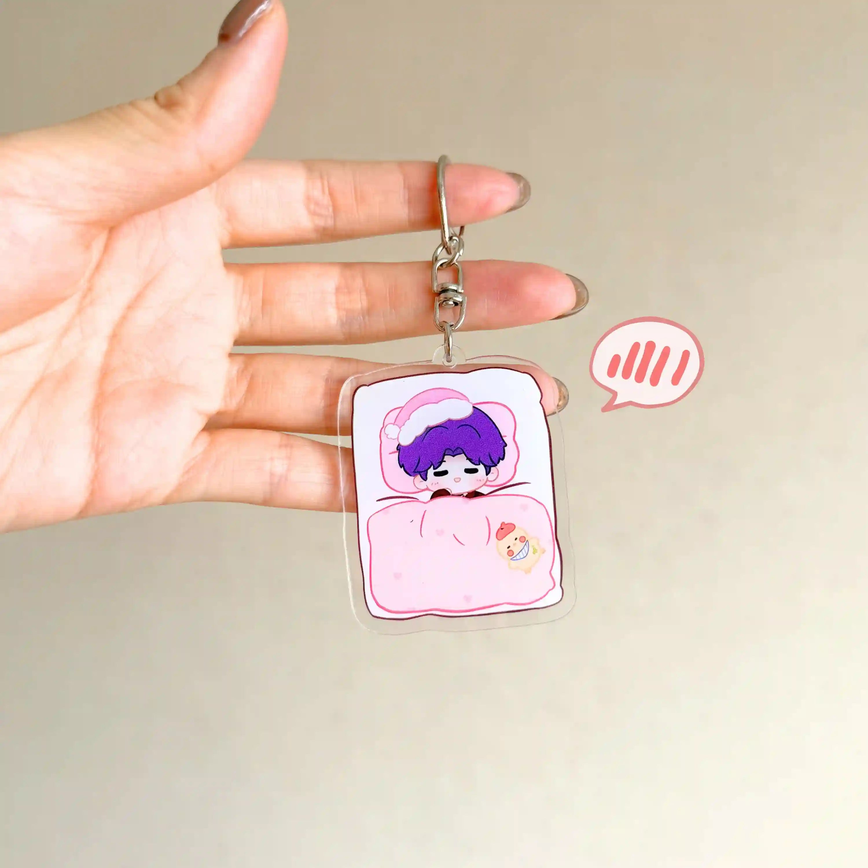 Love and Deepspace Keychain (Sleeping Chibi Acrylic – Sylus, Caleb, Xavier, Zayne, Rafayel)