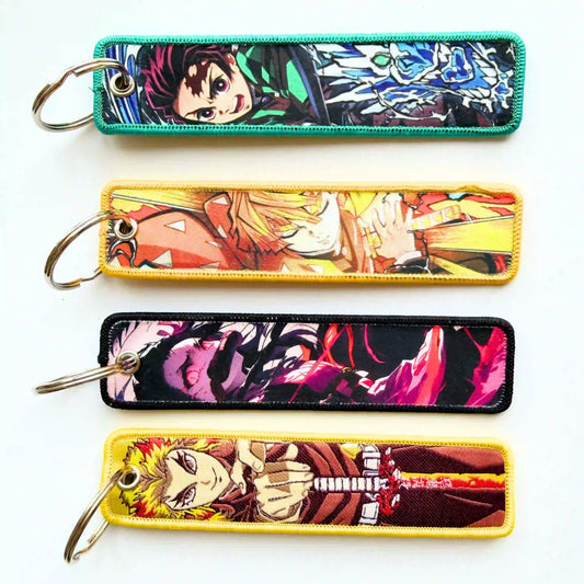 Demon Slayer Keychain (Embroidered Double-Sided Anime Key Tag)