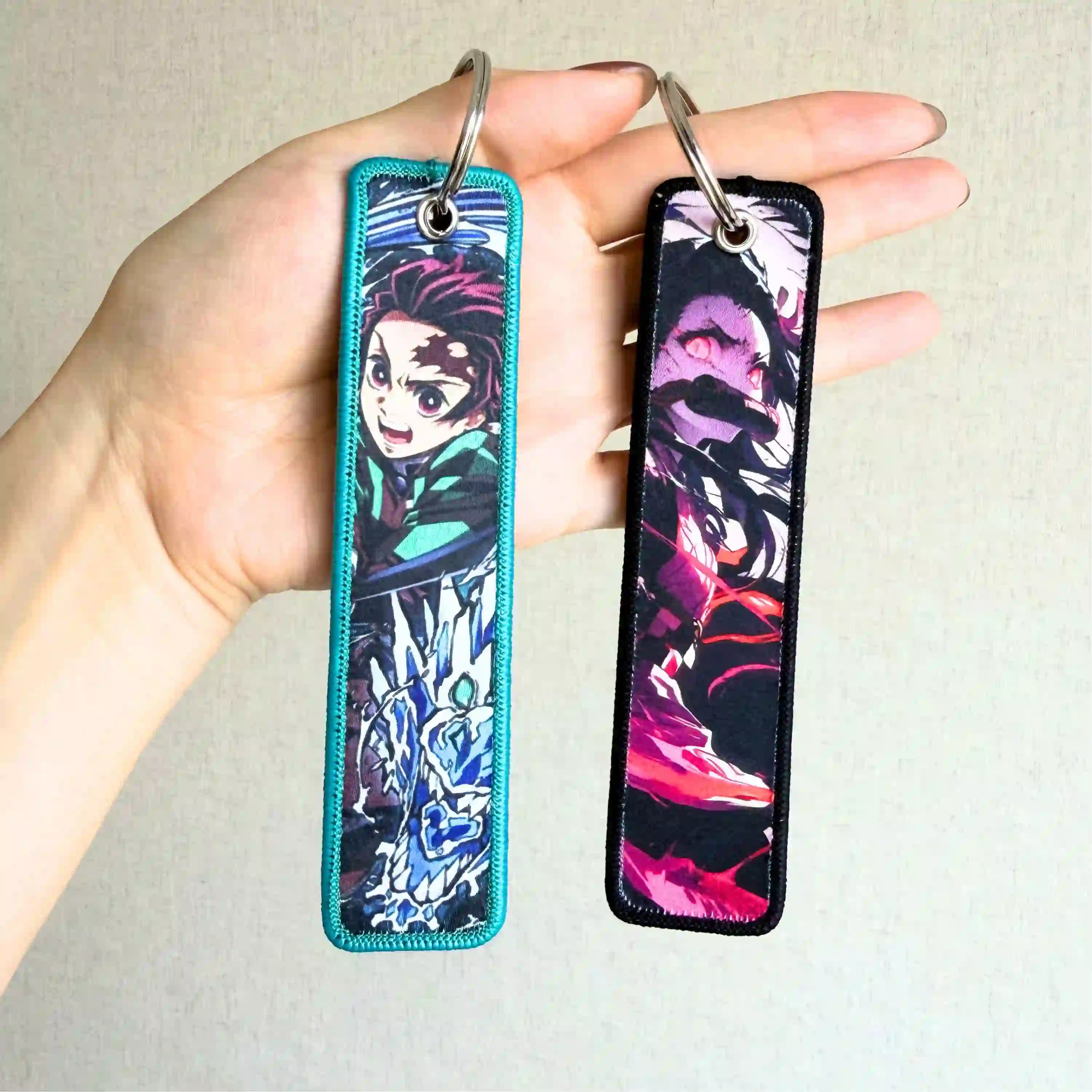 Demon Slayer Keychain (Embroidered Double-Sided Anime Key Tag)