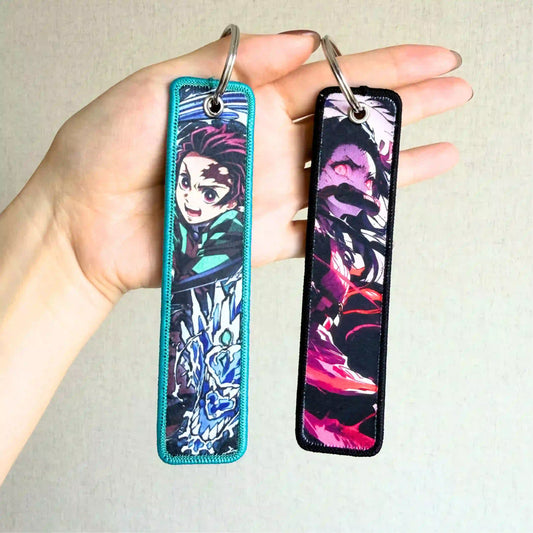 Demon Slayer Keychain (Embroidered Double-Sided Anime Key Tag)