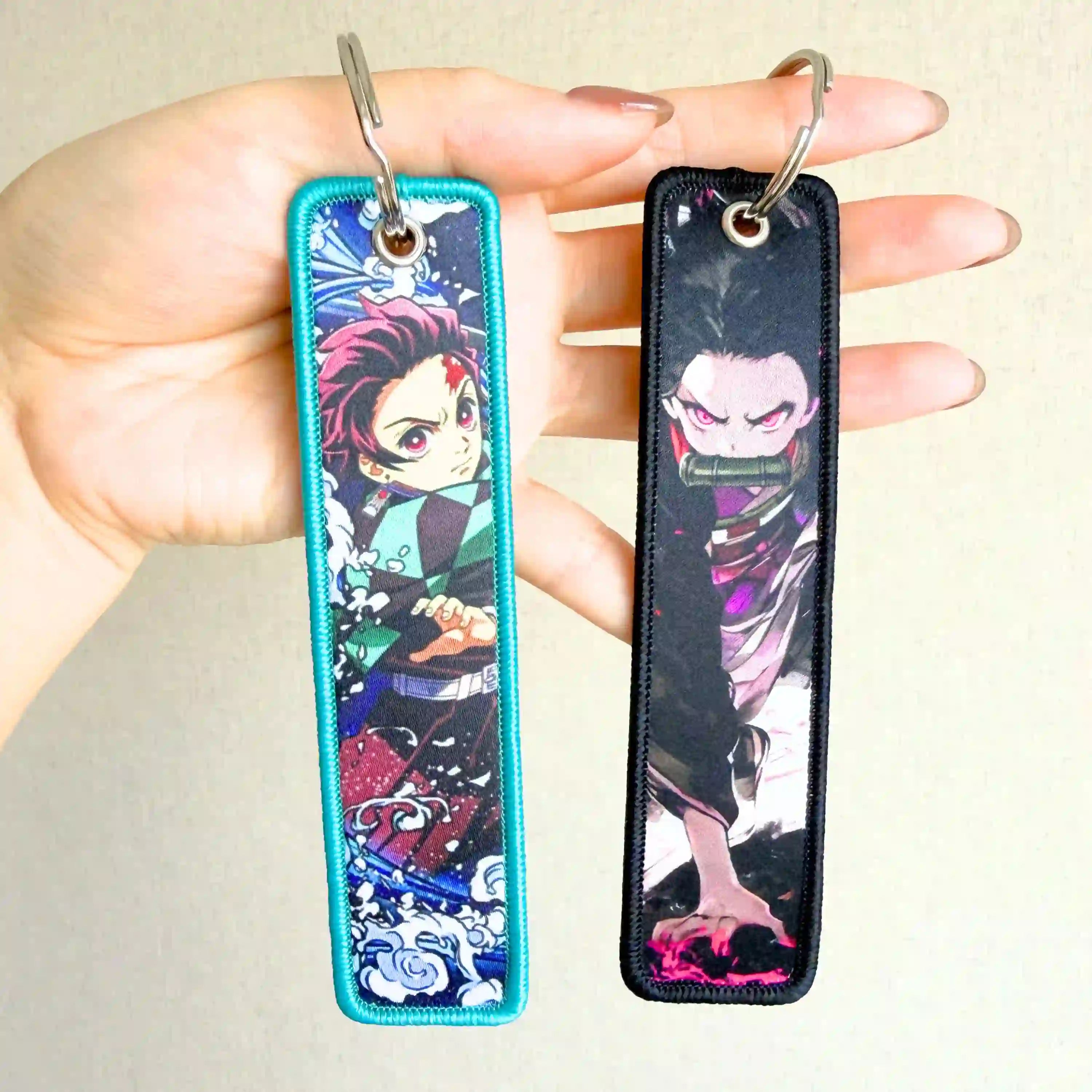 Demon Slayer Keychain (Embroidered Double-Sided Anime Key Tag)