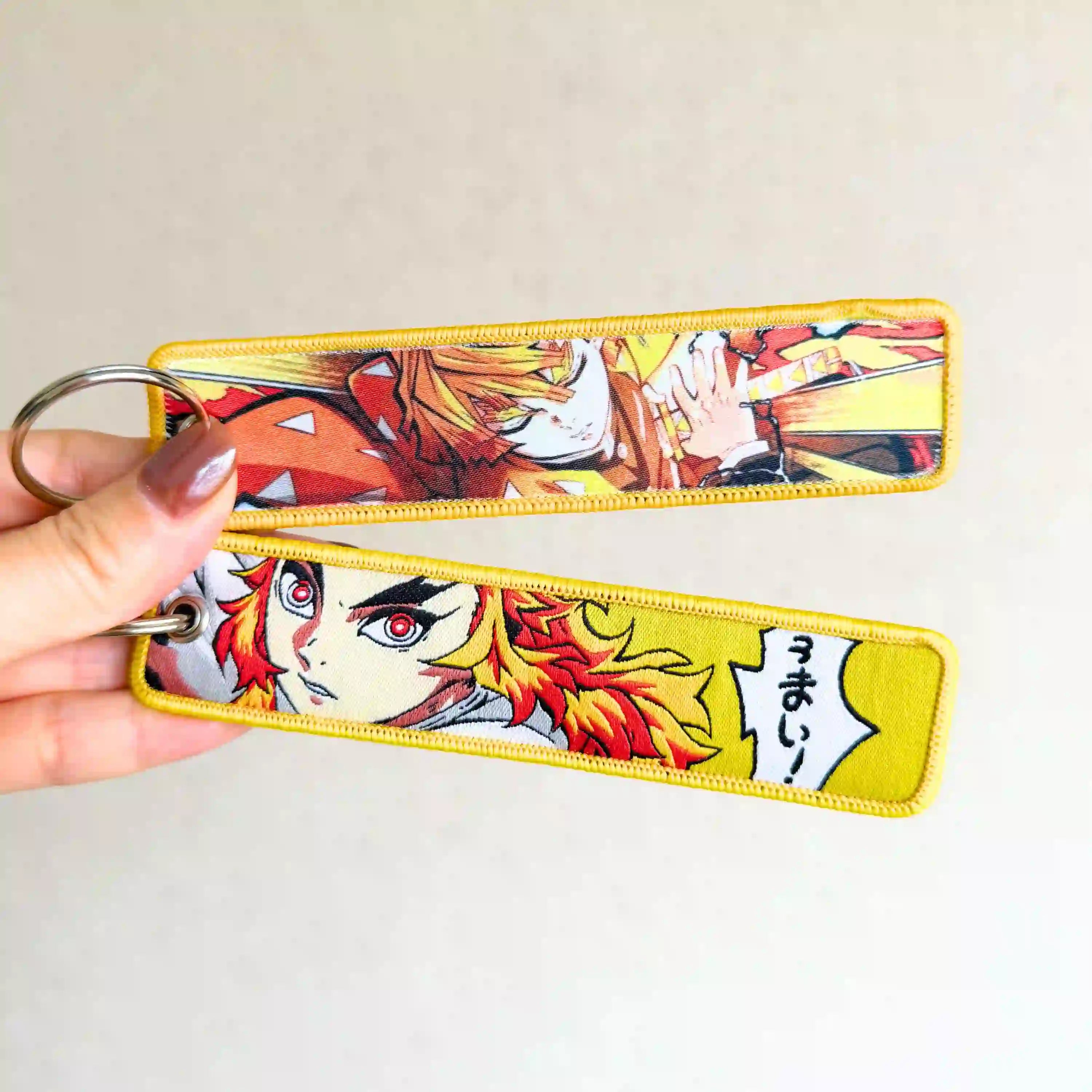 Demon Slayer Keychain (Embroidered Double-Sided Anime Key Tag)