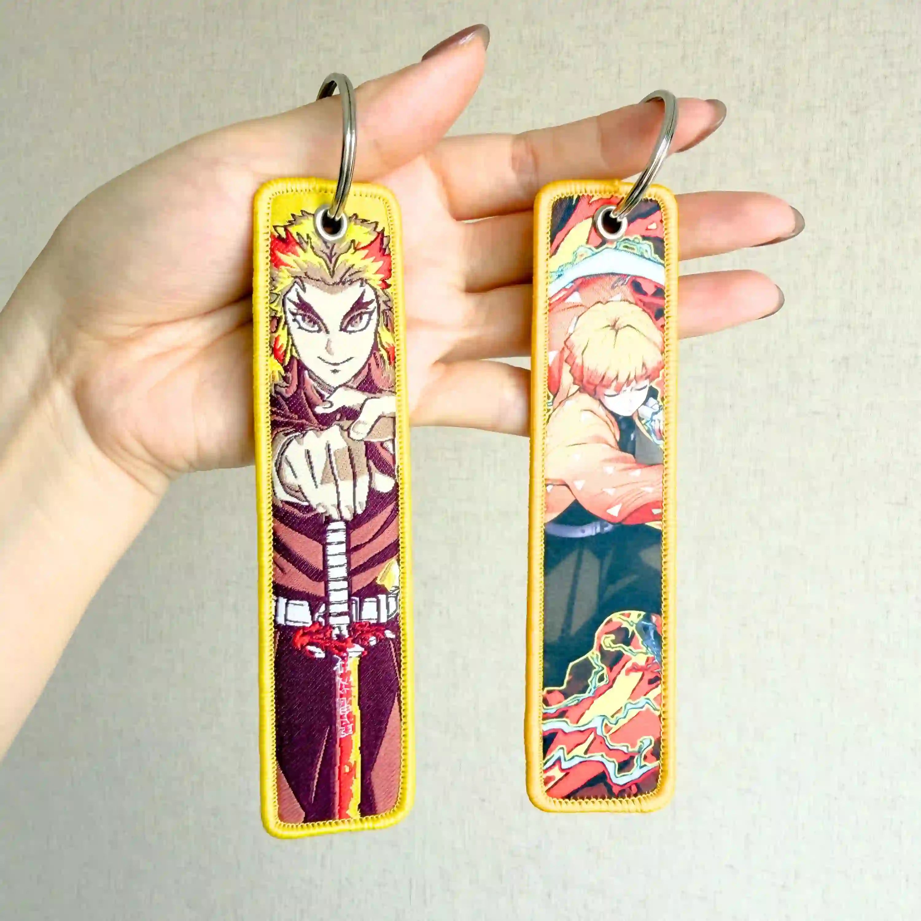 Demon Slayer Keychain (Embroidered Double-Sided Anime Key Tag)