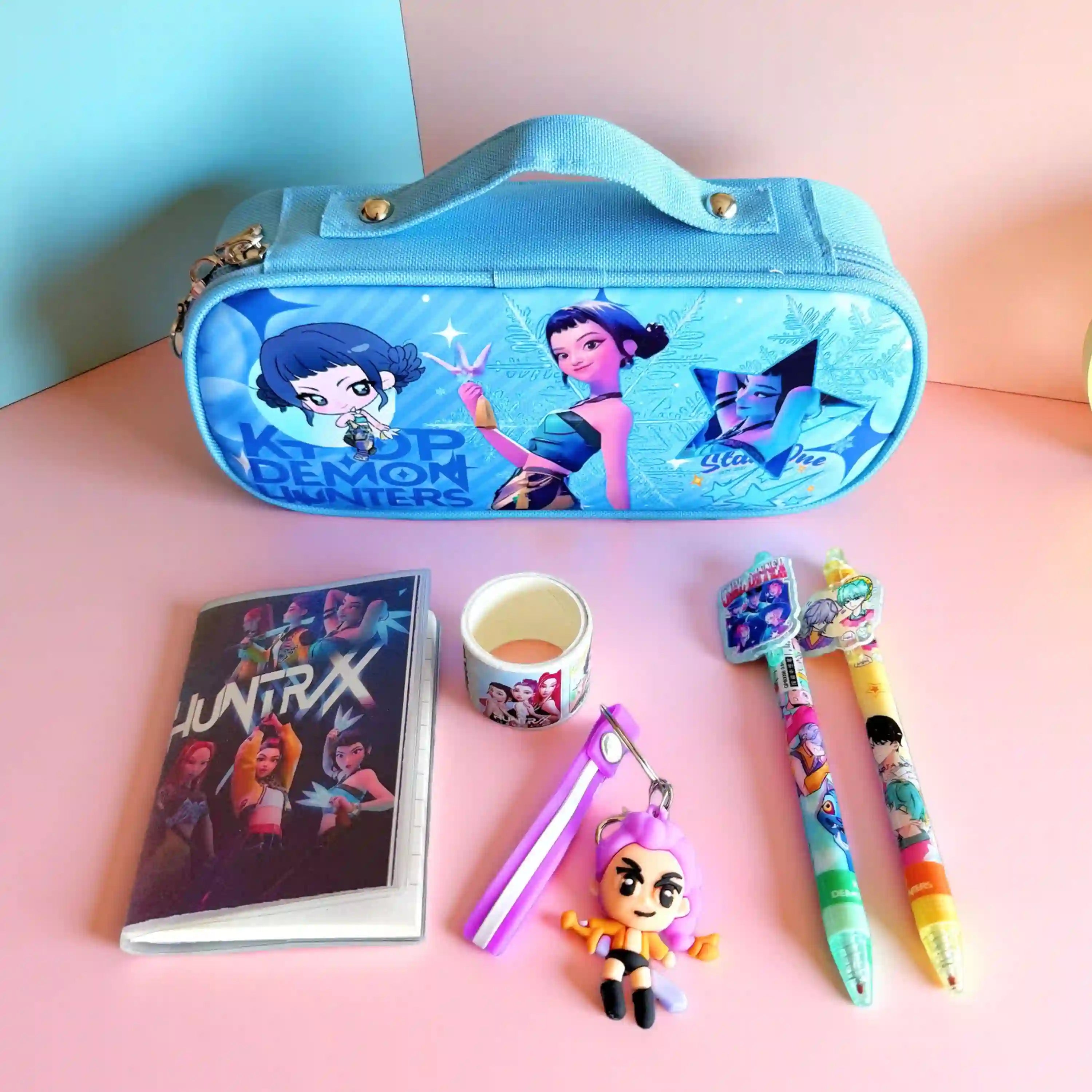 kpop demon hunters zoey merch kids stationery gift set with pencil case notebook pens and accessories