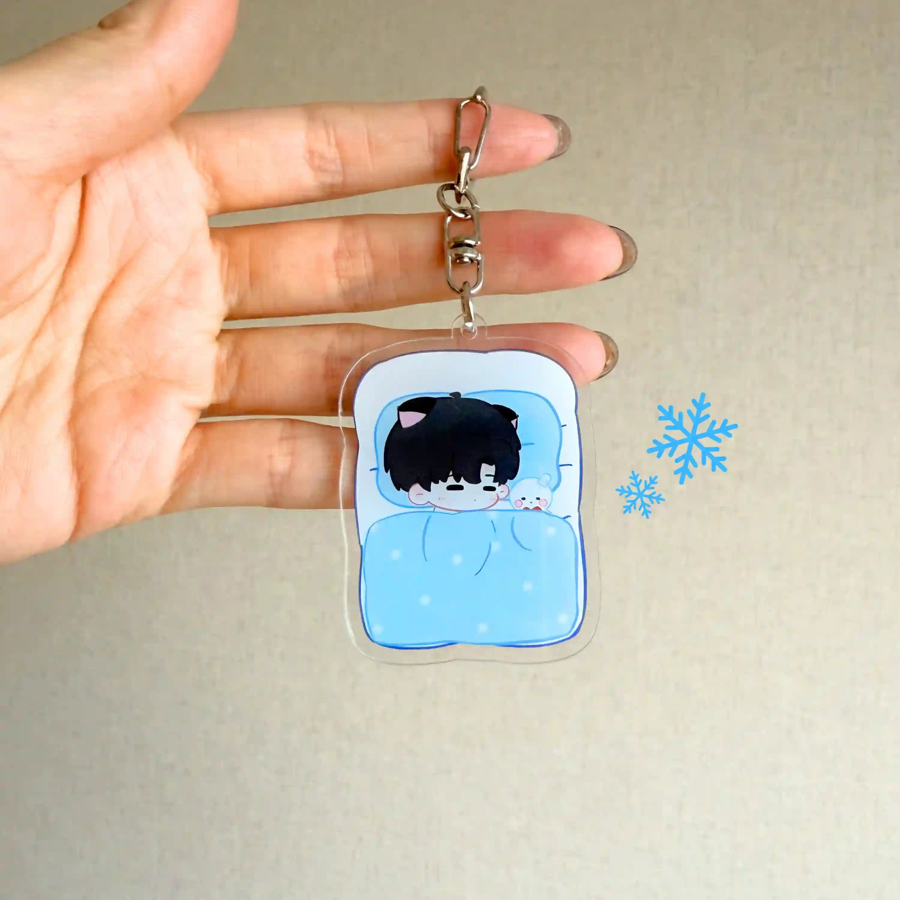 Love and Deepspace Keychain (Sleeping Chibi Acrylic – Sylus, Caleb, Xavier, Zayne, Rafayel)