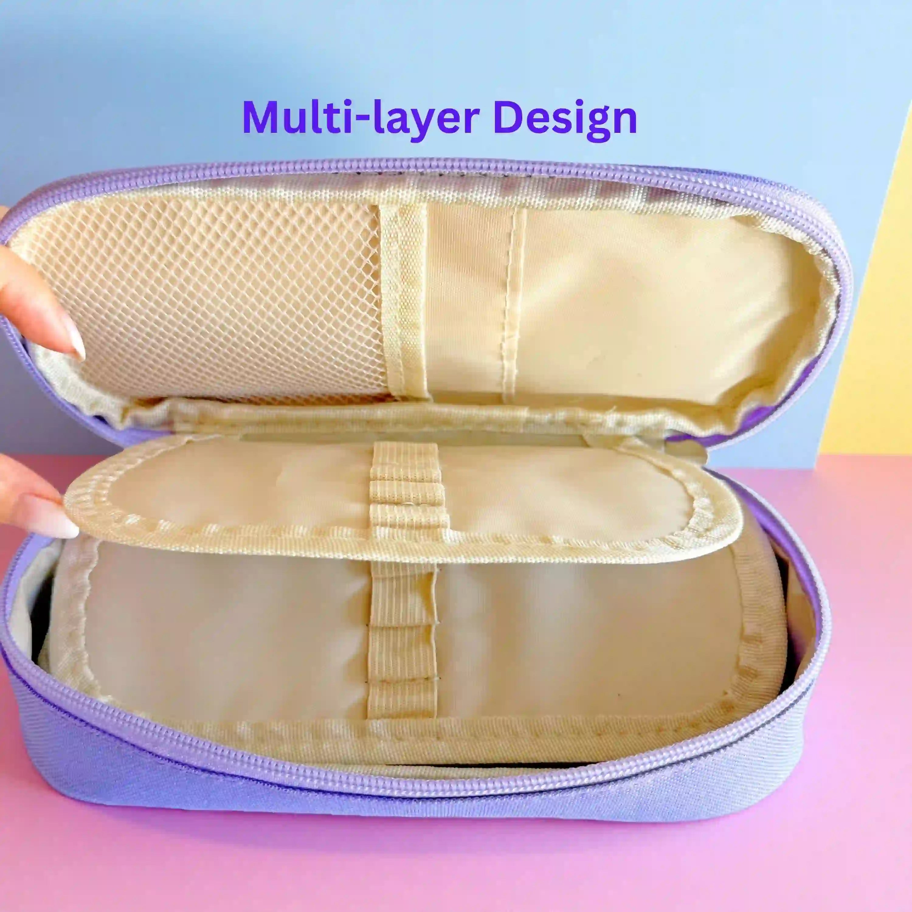 photo showing the multi-layer design of kpop demon hunters merch pencil case