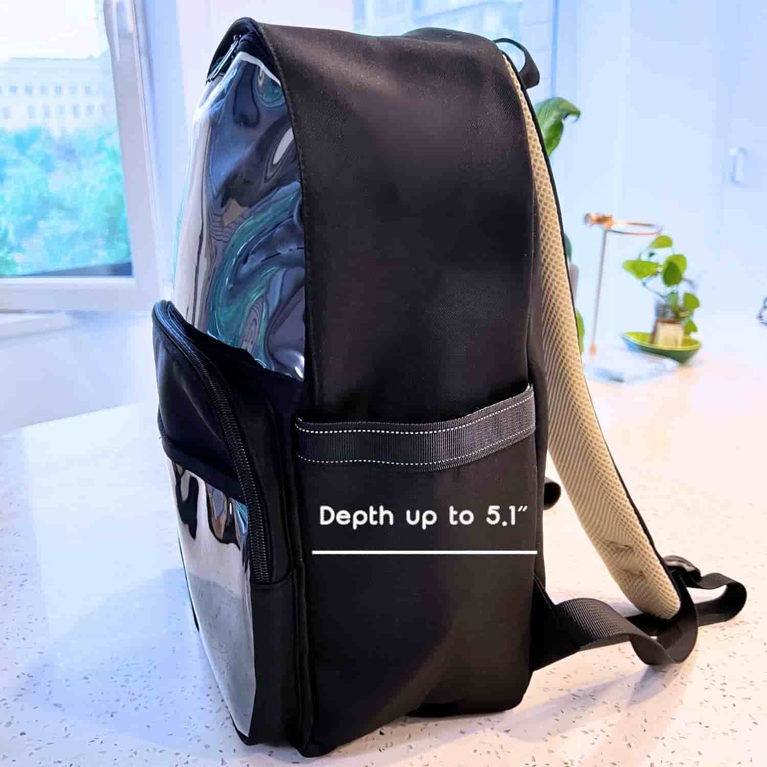 side view of large ita backpack showing depth and spacious structure