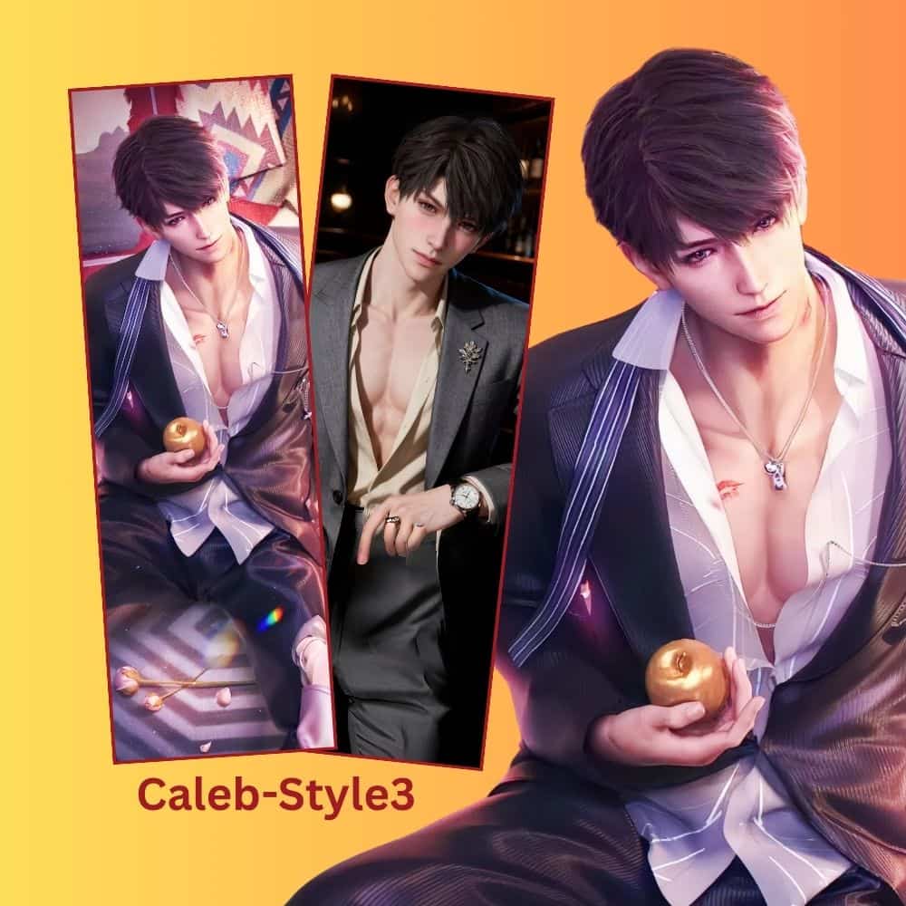 caleb love and deepspace body pillow cover displaying front and back dakimakura designs