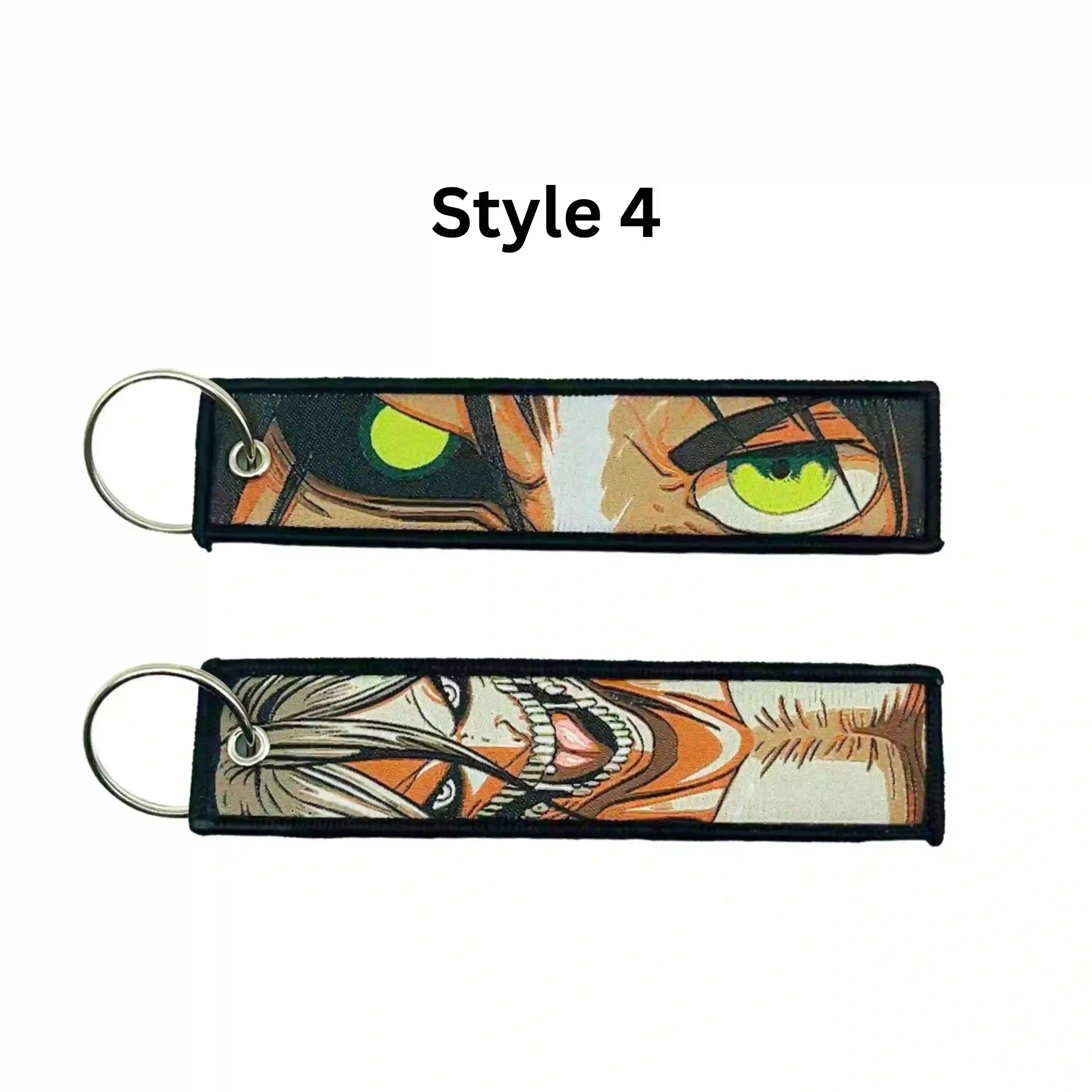 Attack on Titan Keychain (AOT Embroidered Double-Sided Anime Key Tag)
