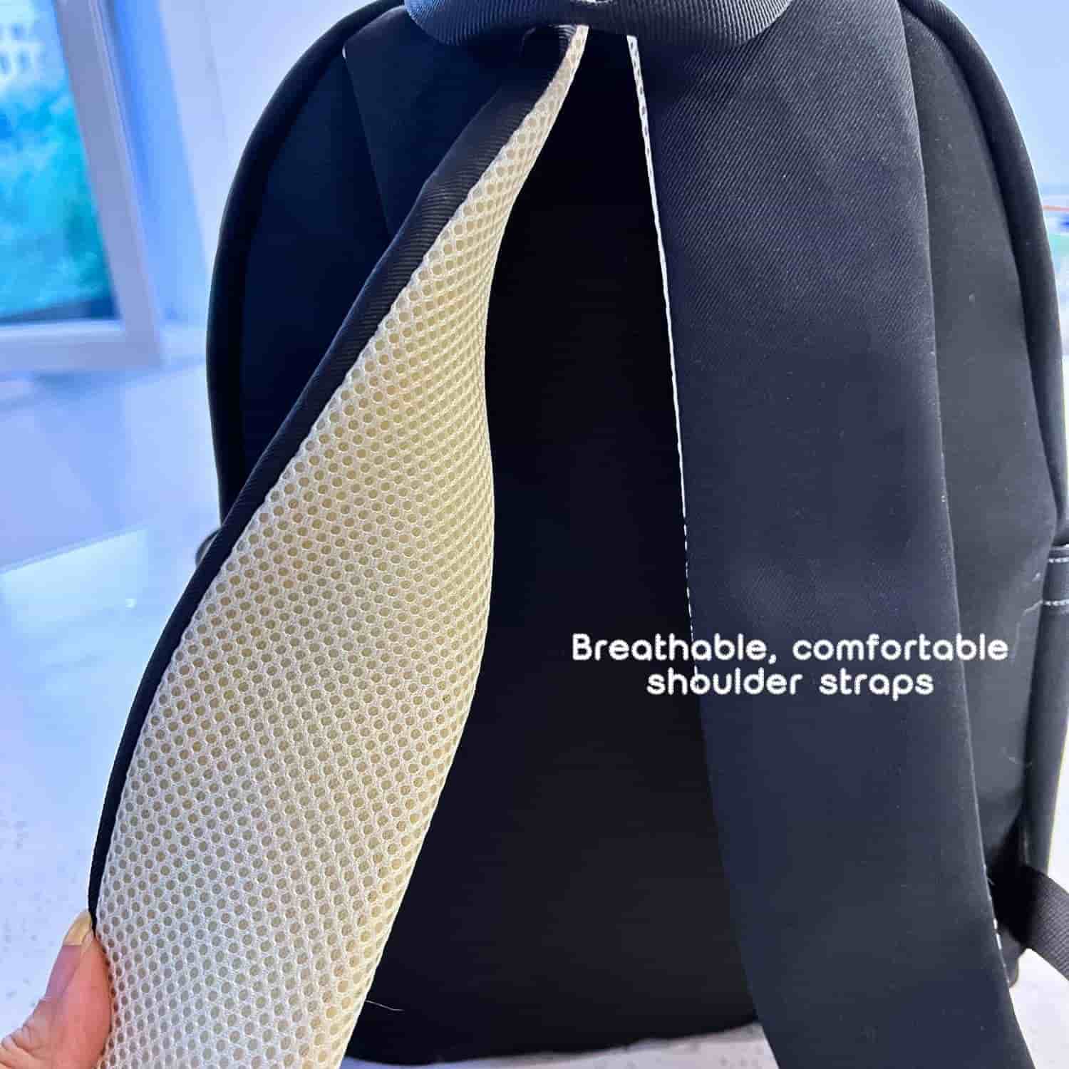 close-up of breathable padded shoulder straps on large ita backpack