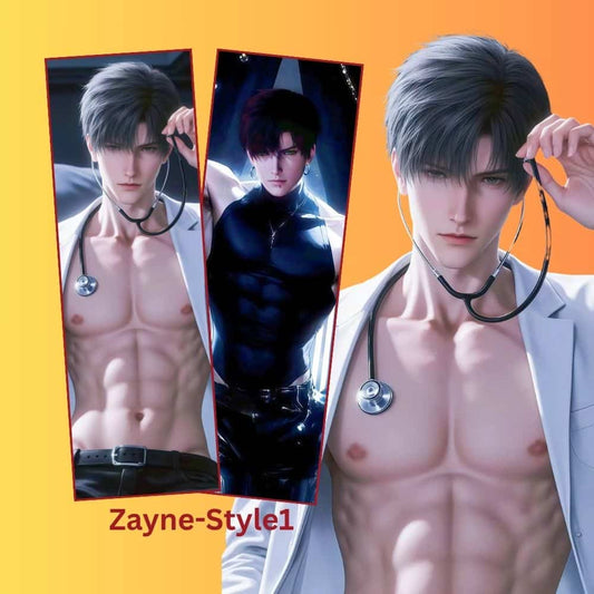 zayne love and deepspace merch body pillow cover showing double-sided dakimakura artwork