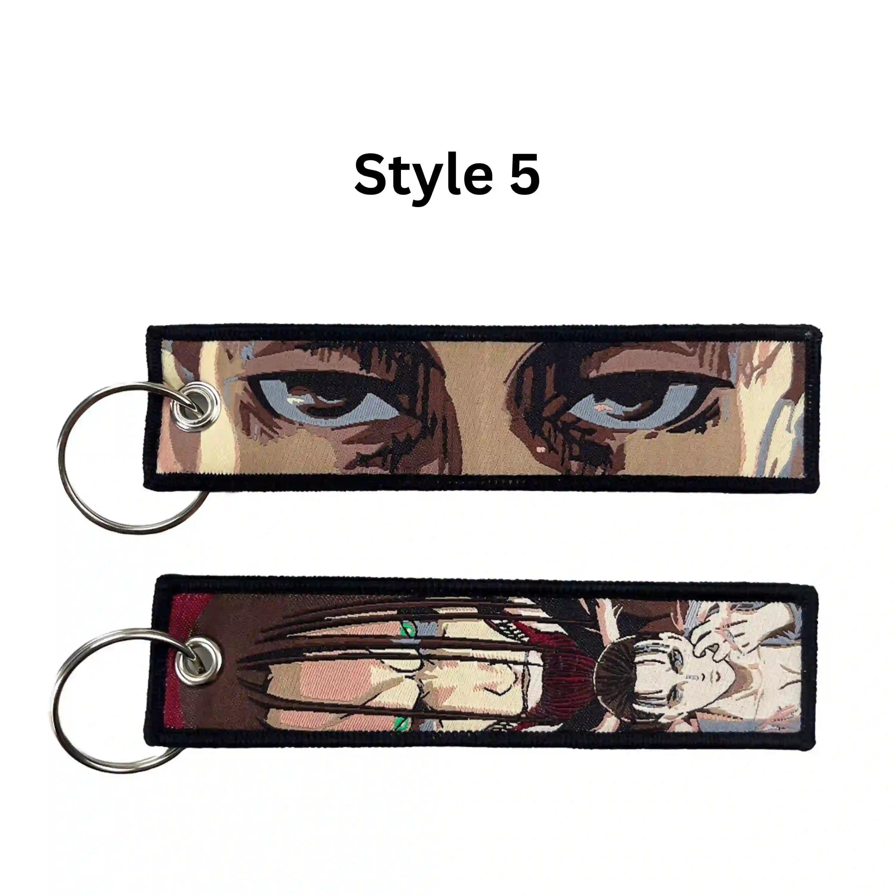 Attack on Titan Keychain (AOT Embroidered Double-Sided Anime Key Tag)