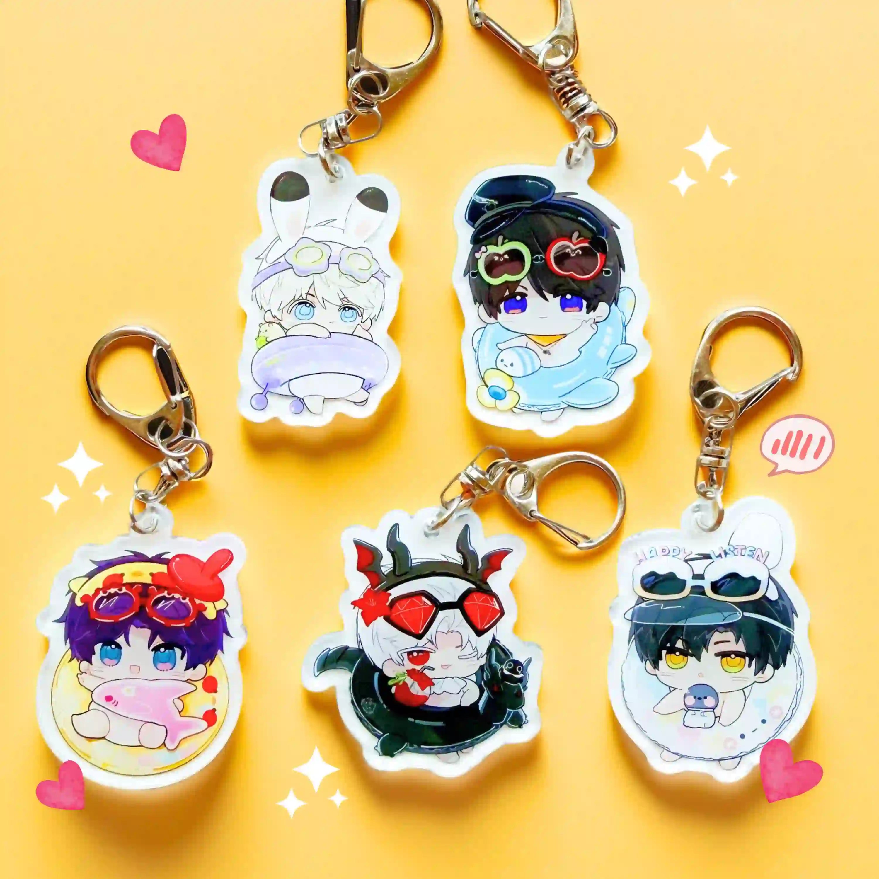 Love and Deepspace Keychain (Chibi Acrylic – Sylus, Caleb, Xavier, Zayne, Rafayel)