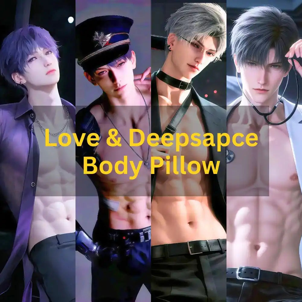 love and deepspace merch body pillow dakimakura of sylus, caleb, rafayel, zayne and xavier